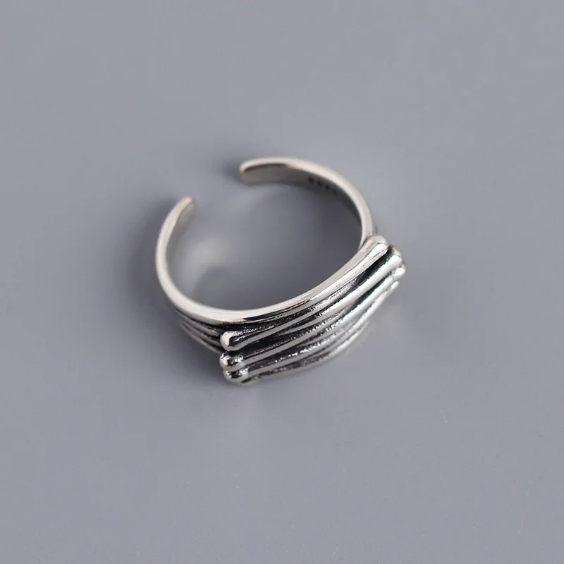S925 silver woman's ring, original design opening adjustable, geometric line twining silver ring for women