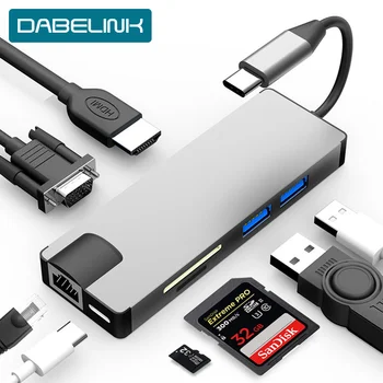 

Type C to HDMI Hub USB C 4K PD 5A 87W Dock Rj45 Lan USB 3.1 Splitter USB-C Power Delivery Accessories for iMac air MacBook Pro