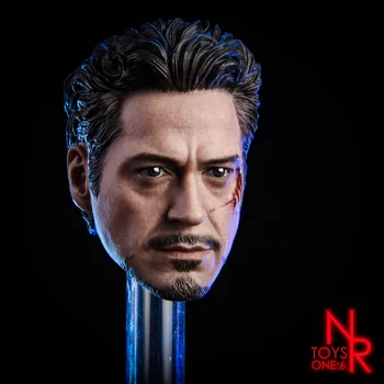 

1/6 Scale Male Head Sculpt MK5 Tony 2.0 Head Carved Model Toys Normal/Damaged Version for 1:6 Man Action Figure Body Accessory