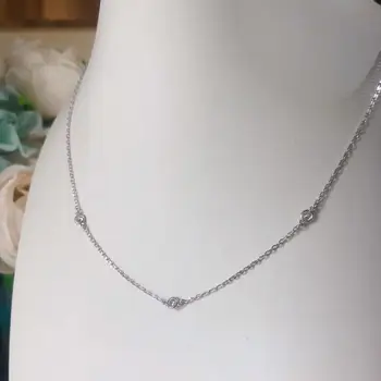 

XL TFB Original 925 Sterling Silver Classic Silver Gem Necklace with Logo Women's Jewelry Gift Free Shipping.