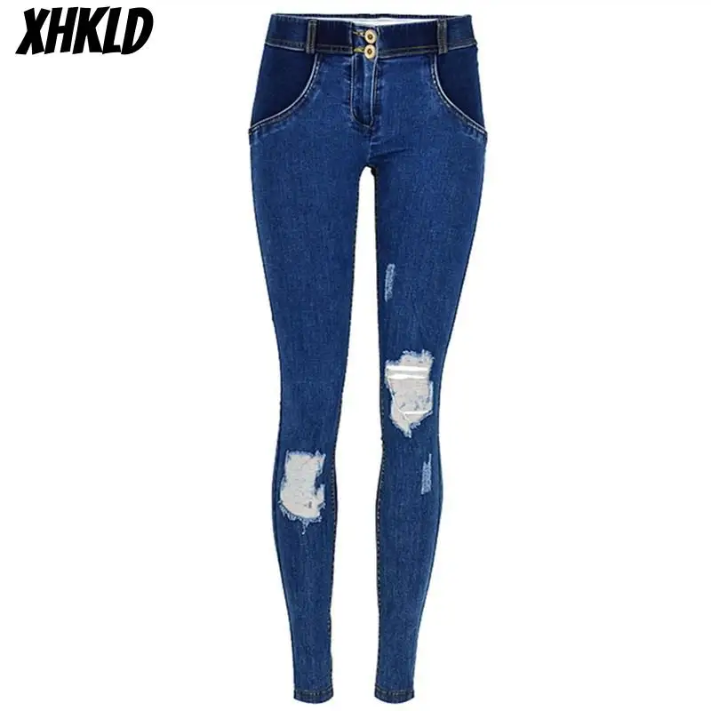 Сексуальные женские брюки с низкой талией modis персиковые обтягивающие джинсовые