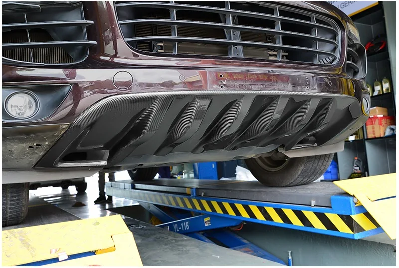 5-100% Real carbon fiber，Free Shipping Carbon Fiber Front and Rear Car Bumper Guard for Porsche Cayenne 2015-2017