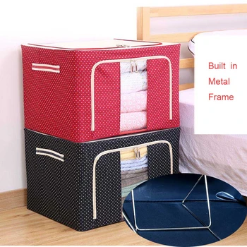 

Metal Frame Oxford Cloth Under Bed Clothes Storage Organization Box Cotton Wadding Foldable Wardrobe Organizer Home Stuff