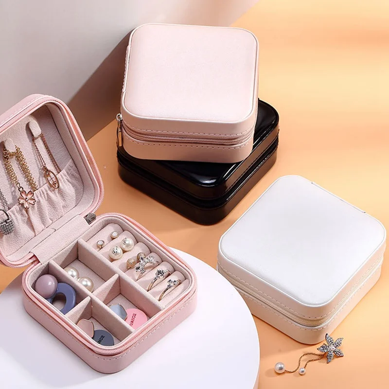 Jewelry Organizer Display Jewelry Case Boxes Portable Jewelry Box Zipper Leather Storage Joyeros Organizador De Joyas for Travel