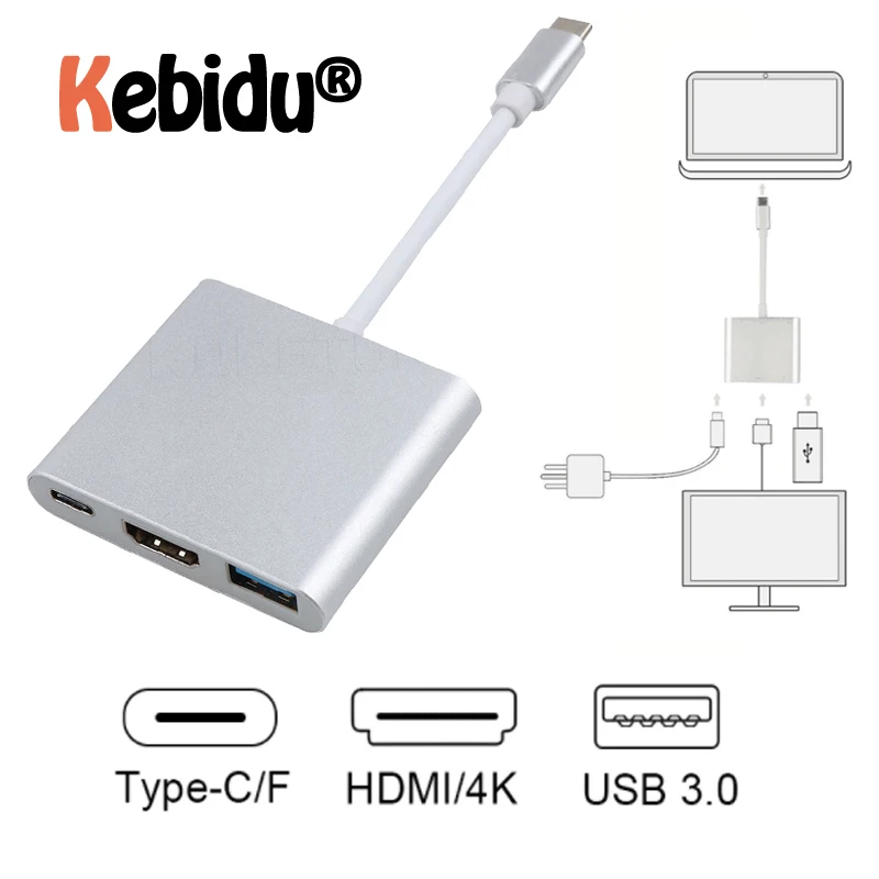 Kebidu Type C к HDMI USB 3 0 зарядный конвертер адаптер 1 концентратор для Mac Air Pro Huawei Mate10 Samsung S8 Plus Новый|Кабели VGA| |