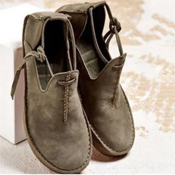 

2020 Leather Shoes Woman Spring Retro Ladies Shoes Slip on Ballet Flats Sneakers Comfortable Women Casual Shoes Plus Size 35-43