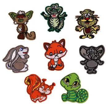 

100pcs/lot Small Animal Cartoon Embroidery Patch Clothing Decoration Accessories Lion Strange Thing Iron Heat Transfer Applique