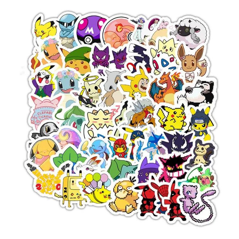 10/30/50 Uds Pokémon, Anime japonés lindo Graffiti casco equipaje portátil teléfono impermeable decorativo Etiqueta de venta al por mayor