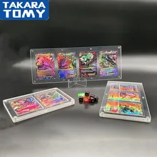 Porte cartes Pokemon 1/2/3/4 fentes, présentoir, protection de cartes de jeu, boîte en verre Transparent magnétique, cadeau d'anniversaire pour enfant