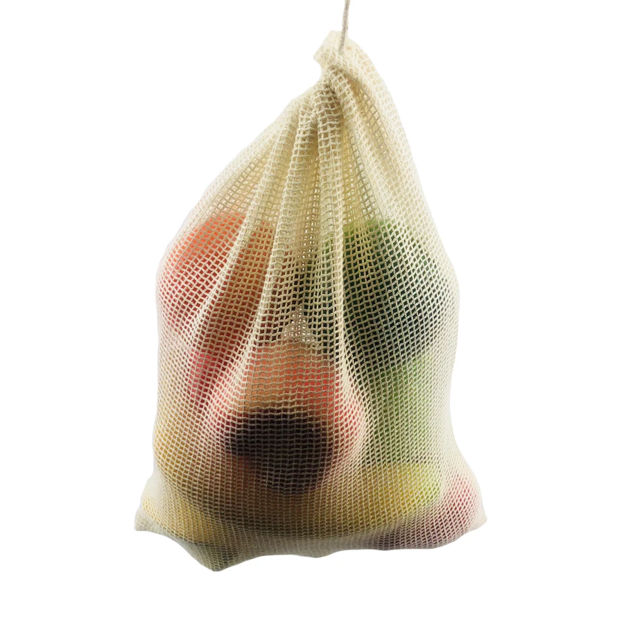 Высококачественная Сетчатая Сумка из органического хлопка для фруктов и овощей, многоразовая сумка для покупок