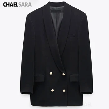 

Spring Autumn Elegant Office Blazers Jackets Women Solid Button Suit Coats Female Casual Loose Black Blazer