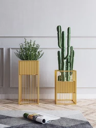 Support de fleurs de sol nordique Simple en fer doré, étagère de Pot de fleurs d'intérieur, bonsaï Epipremnum de végétation verte de balcon 