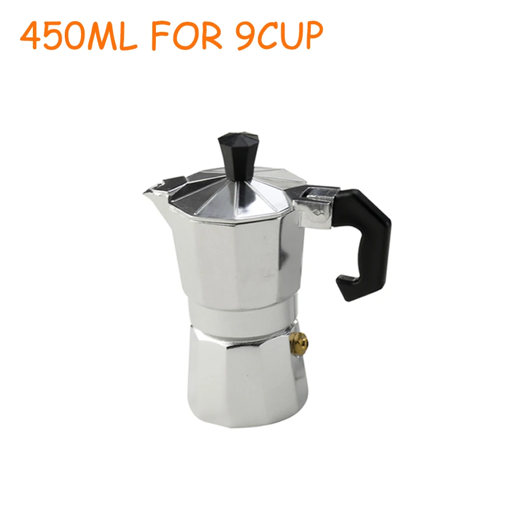Новая Кофеварка из алюминия Mocha эспрессо Перколятор кофейник Moka чайник 1cup/3cup/6cup/9cup/12cup плита кофеварка - Цвет: 450ML FOR 9CUPS