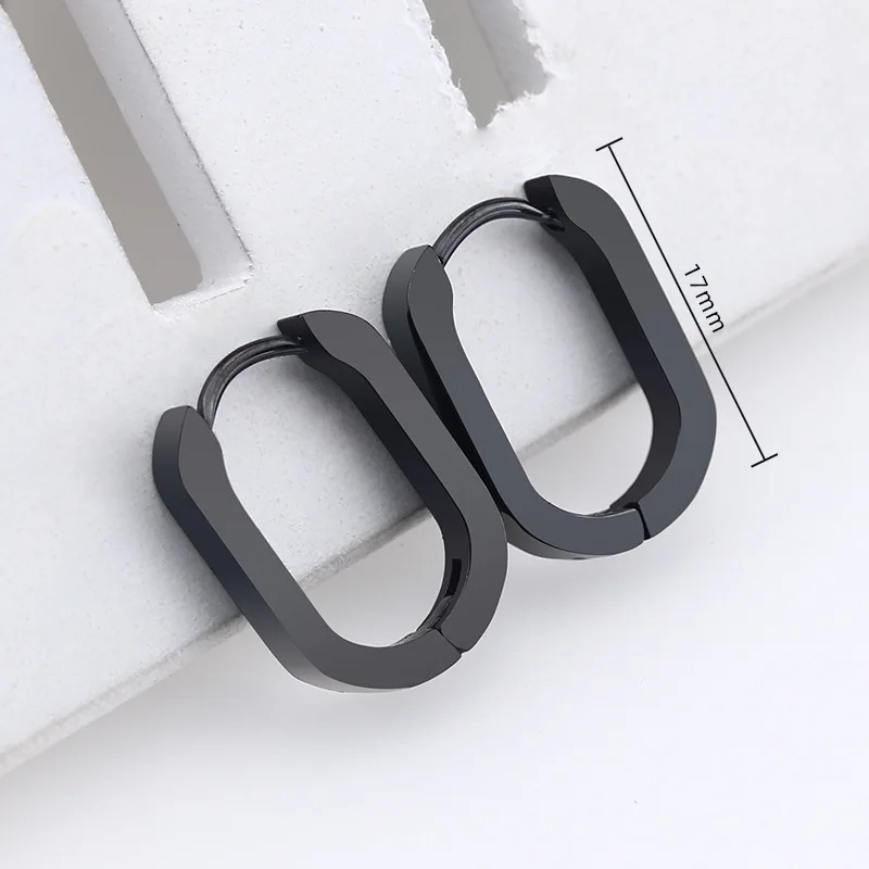 Fashion Personality Geometric Triangle Square Star Heart U Shape Hoop Earrings Men Women Stainless Steel Punk Piercing Jewelry