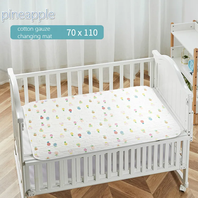 pineapple 70x110cm MuslinTree cotton baby nappy changing pad crib mattress foldable changing mat cover - Цвет: pineapple 70x110cm