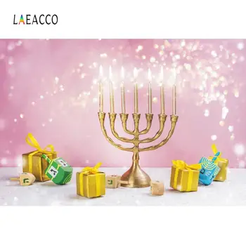 

Laeacco Photography Backdrop Pink Dreamy Polka Dots Light Bokeh Happy Jewish Hanukkah Party Gift Photo Background Photo Studio