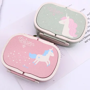 

2-layer Unicorn Lunch Box Eco friendly Food Container Bento Box Heated Lunchbox Portable Sealed Food Box for Picnic Work Student