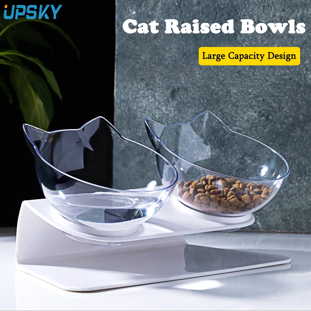 

Cute Cat Bowls With 15° Tilted Raised Stand Protected Cervical Spine Cat Food Water Bowls Non-slip Pet Bowls For Cats Small Dogs
