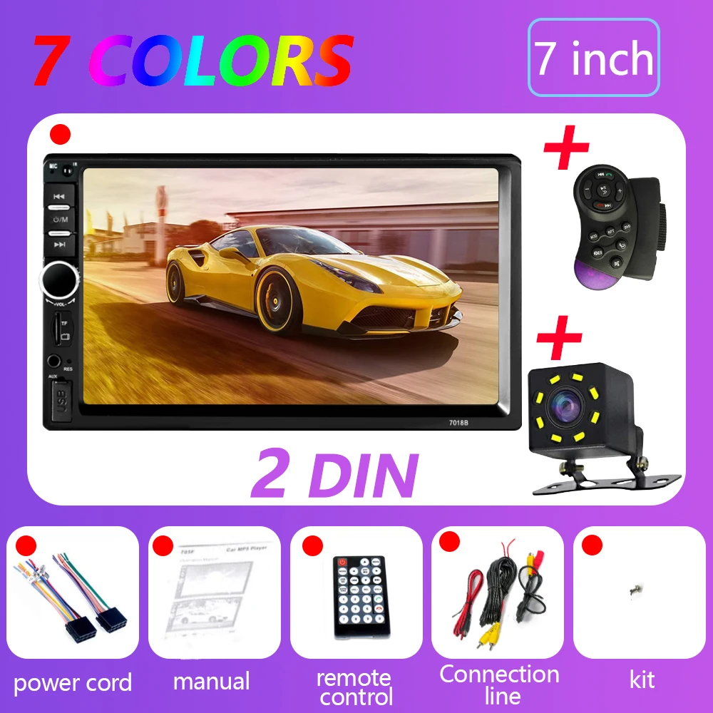2din Android автомобильное радио Авторадио Bluetooth 7 дюймов HD плеер стерео автомобильный аудио WiFiGPS навигация автомобильный мультимедийный видео плеер - Формат цифровых медиаданных: 8cam  with control