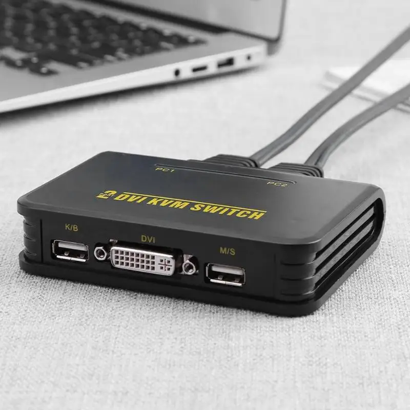 Двухпортовый USB 2,0 DVI KVM коммутатор аудио-видео кабель для монитора клавиатуры Профессиональный KVM переключатель компьютерные аксессуары