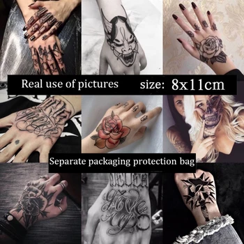 

Hand Tattoo Sticker Art Element cool skull letter demon flower knift Water Transfer Temporary Fake tatto flash tatoo stickers