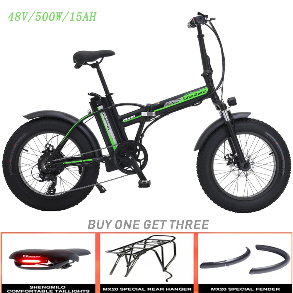 Top 20-inch folding electric bicycle 48v 15ah magnesium alloy wheel 500w snow bike 7-grade variable speed beach bike new model 2