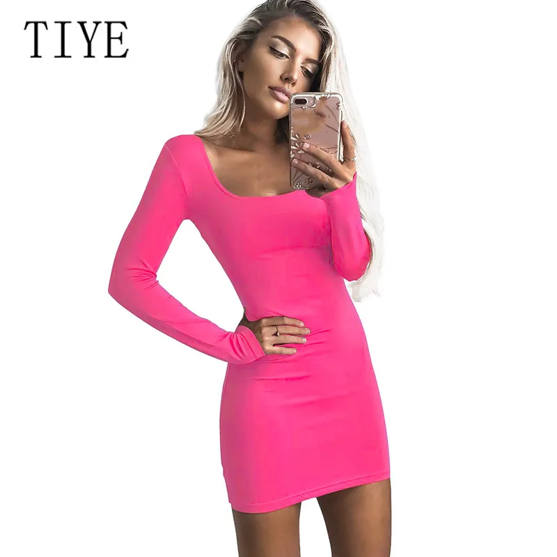 

TIYE Women Bandage Nightclub Party Autumn Dress Fashion Hollow Out Long Sleeve Bodycon New Sexy Dress Vestidos Verano 2019 Mujer