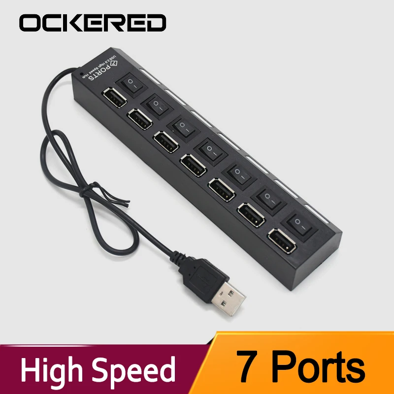 Usb-хаб 2 0 мульти концентратор USB Высокоскоростной 7 портов ВКЛ ВЫКЛ переключатель