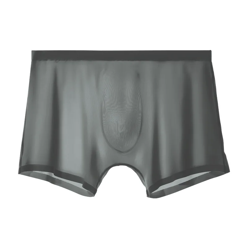 

Men's Boxers Sexy Gay Underwear Thin Transparent Ice Silk Seamless Panties Breathable Pouch Underpants Male Shorts Plus Size