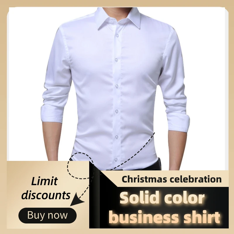 New Brand Men's Autumn Long Sleeve Shirts Slim Fit Solid Turn-down Collar Tuxedo Shirt Business Formal Men Shirts Big Size 3XL New Brand Men's Autumn Long Sleeve Shirts Slim Fit Solid Turn-down Collar Tuxedo Shirt Business Formal Men Shirts Big Size 3XL