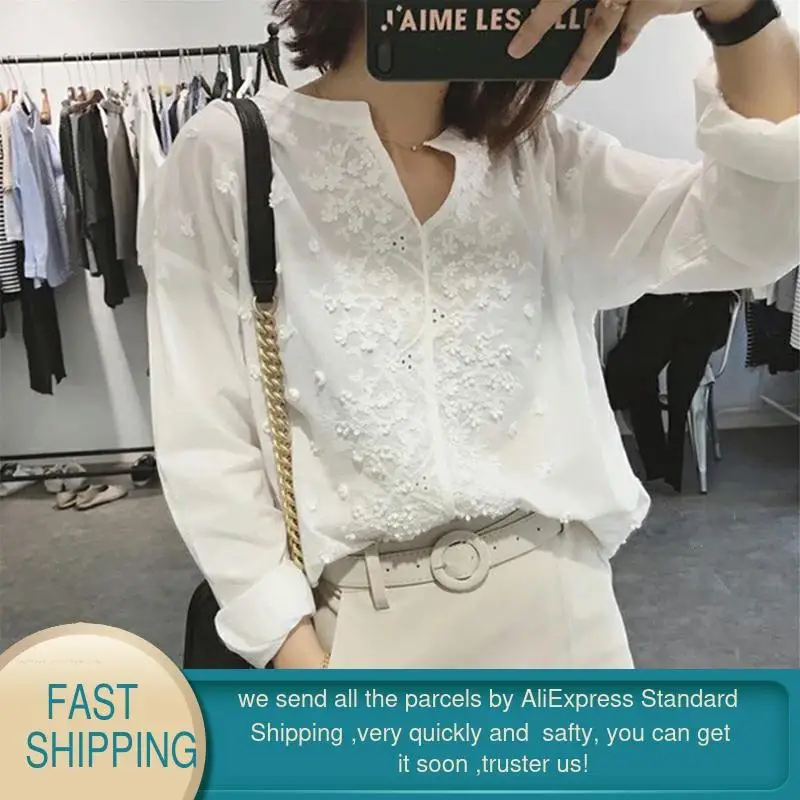 Женские топы и блузки GareMay белая шифоновая блузка с длинным рукавом летние