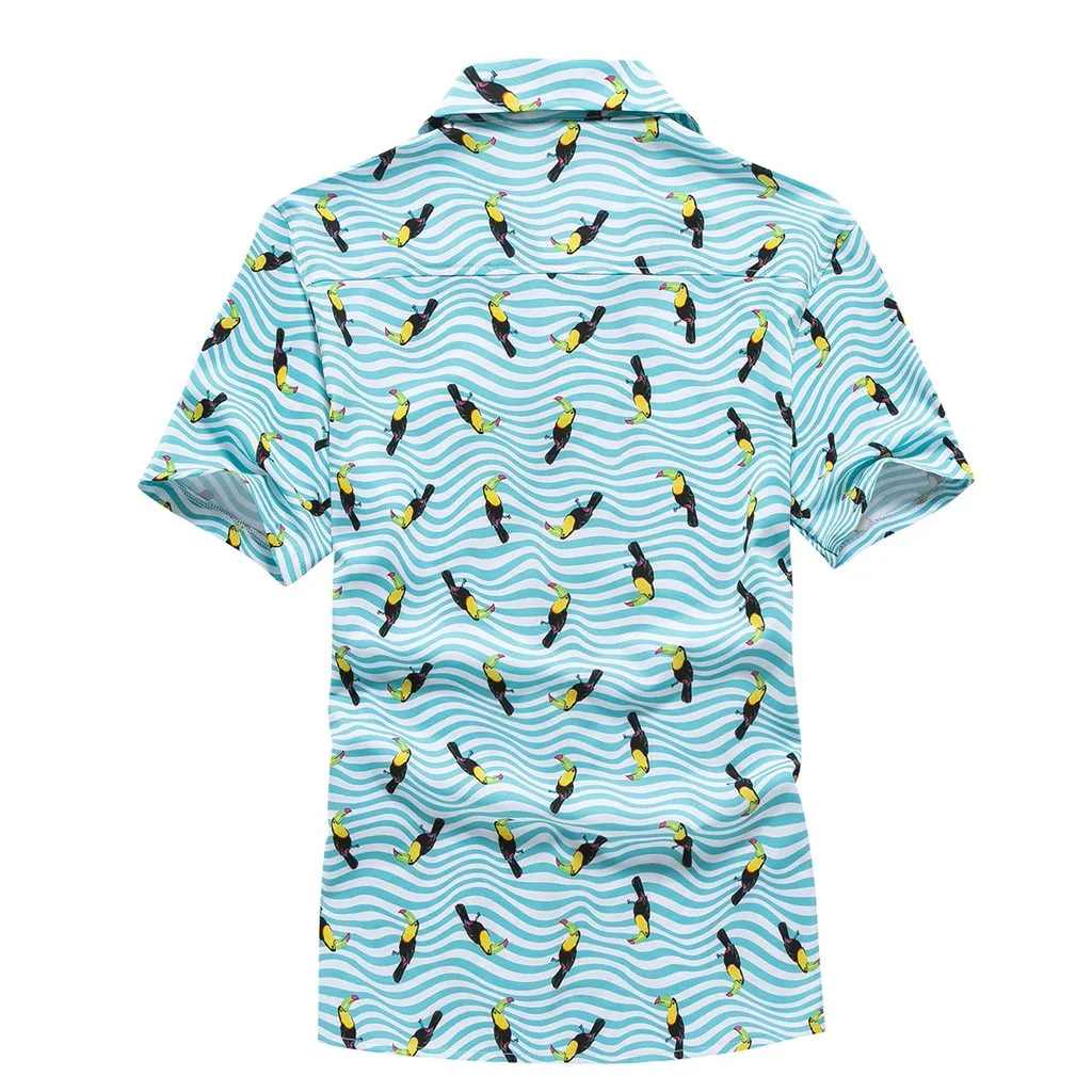 Womail New Arrival Men's Summer Print Shirts Short Sleeve Loose Turn-down Collar Buttons Casual Shirt Tops Blouses Shirts