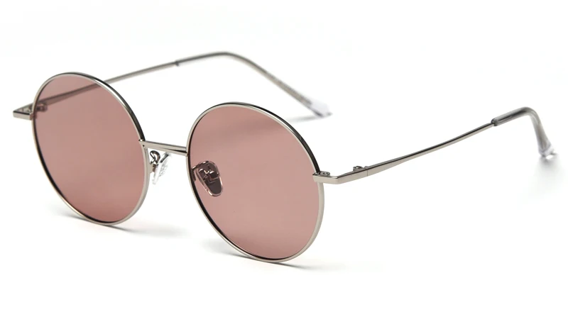 light brown lens Peekaboo, корейские, ретро, женские солнцезащитные очки, поляризационные, uv400, черные, серебристые, розовые,, Круглые, солнцезащитные очки, мужские, классические, металлическая оправа - Цвет линз: light brown lens