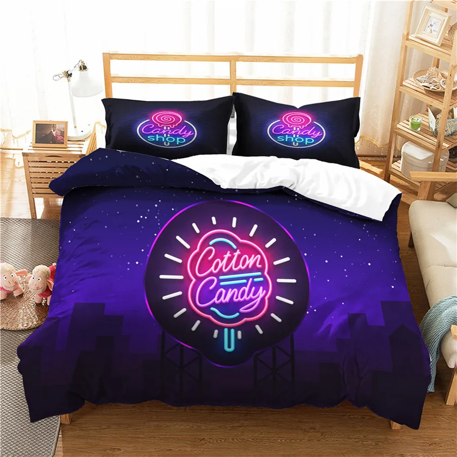 

A Bedding Set 3D Printed Duvet Cover Bed Set Cotton Candy Home Textiles for Adults Bedclothes with Pillowcase #MHT03