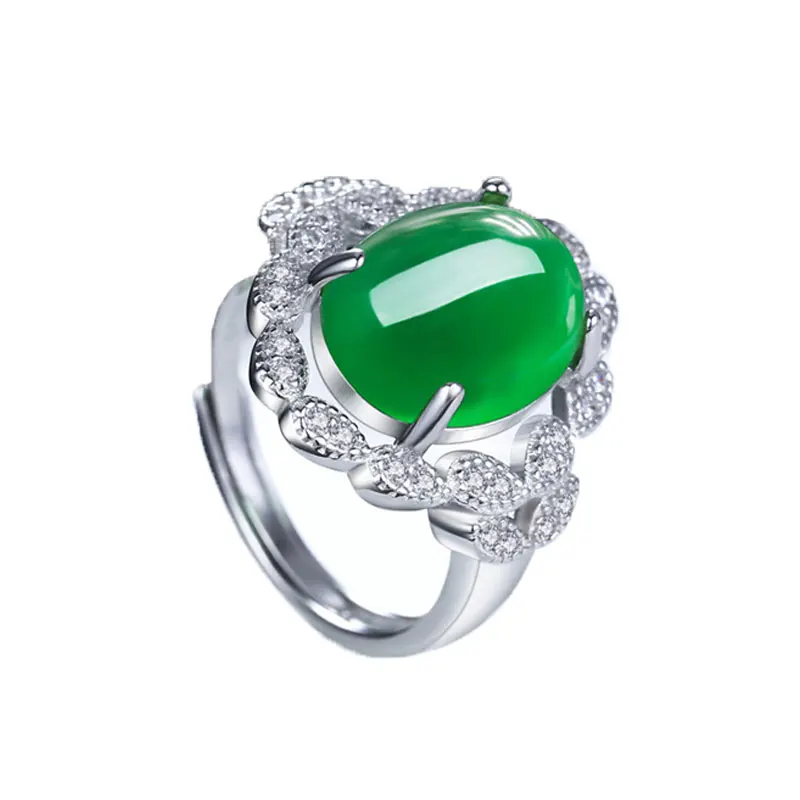 Женские кольца с нефритовым камнем S925 зеленым красным агатом халцедоном из