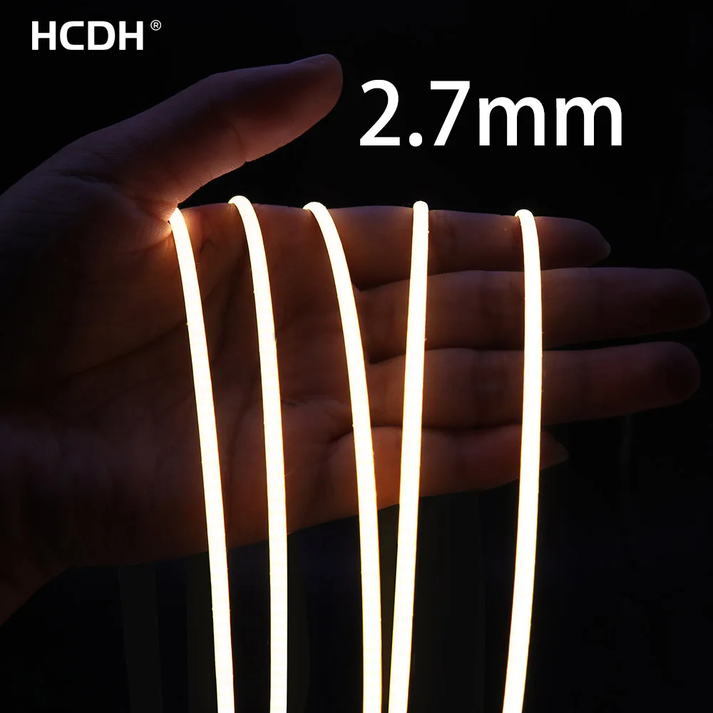2.7mm Ultra Slim Cob Led Strip Lights 480leds/m Flexible Linear Light
