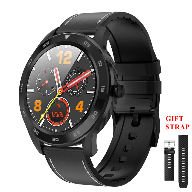 black leather DT98 Bluetooth Вызов Смарт часы для мужчин полный экран сенсорный IP68 Водонепроницаемый ЭКГ сердечного ритма кровяного давления монитор Часы для IOS Xiaomi - Цвет: black leather