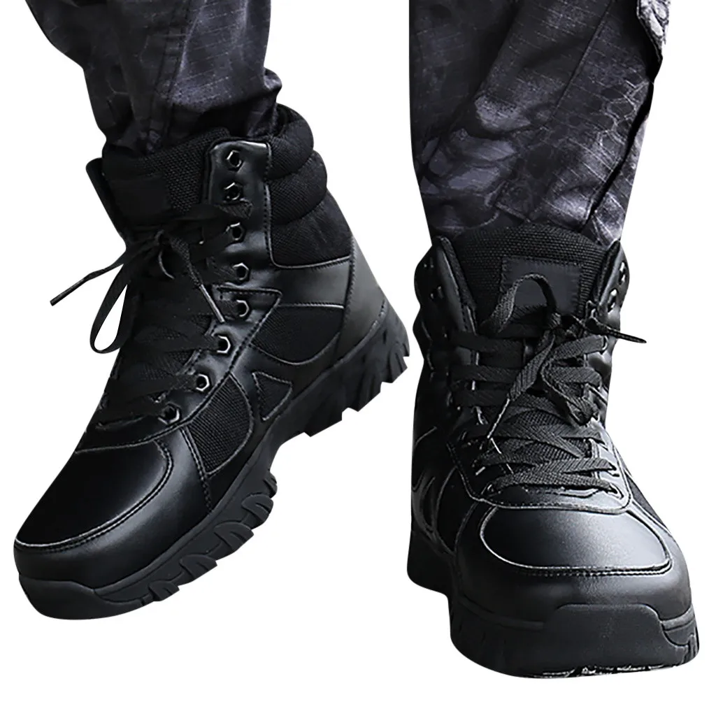 SAGACE Men's flat tactical boots desert outdoor combat boots fashion men's sports breathable casual wear military boots