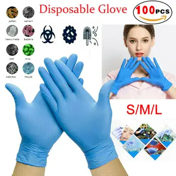 

100 Pcs Disposable Latex Gloves Powder Free Nitrile Medical Examination Industrial Examination No-contact Household Gloves