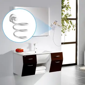 

Wall Mounted Hair Dryer Storage Rack Heliciform Alumimum Blower Stand Bathroom Barber Shop Drier Hanger Holder Fixture