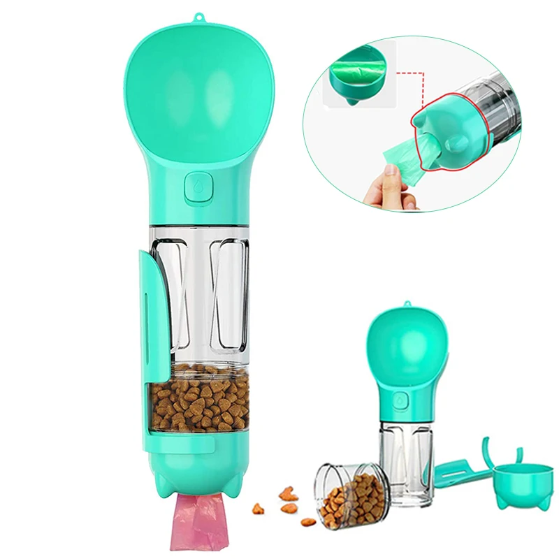 Dog Water Bottle With Poop Shovel Bags Portable Pet Drinking Bowl For