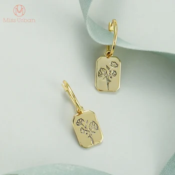 

2020 New Chic Flower Symmetrical Pattern Hoop Earrings Good Luck Charm Talismans Dangle Earring Women Gift