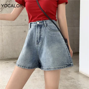 

Yocalor Short Jeans Women Solid Color 2020 Summer New Jean Femme Korean Style Fashion Feminino Trousers High Waist Denim Shorts
