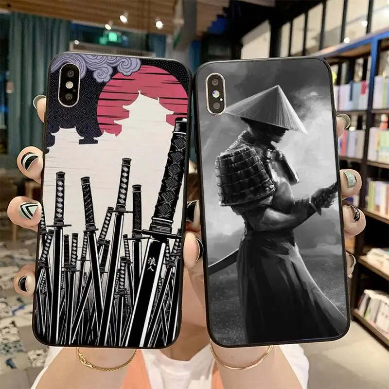 Японский самурайский ниндзя мягкий черный чехол для телефона iPhone 11 pro XS MAX 8 7 6 6S Plus