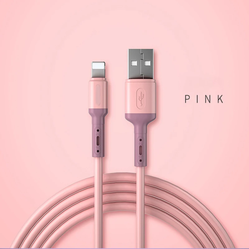 USB Cable For iPhone 13 12 11 Pro Max X XR XS 8 7 6s 5s Fast Data Charging Charger USB Wire Cord Liquid Silicone Cable 1/1.5/2M