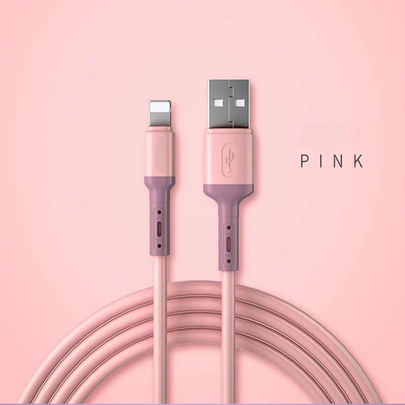 USB Cable For iPhone 13 12 11 Pro Max X XR XS 8 7 6s 5s Fast Data Charging Charger USB Wire Cord Liquid Silicone Cable 1/1.5/2M magnetic charger for android