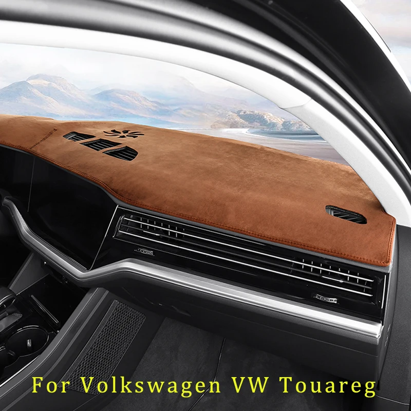 

LHD RHD Flannel Anti Slip Anti UV Mat Dashboard Cover Pad Dashmat Carpet For Volkswagen VW Touareg Accessories 2019 2020 2021