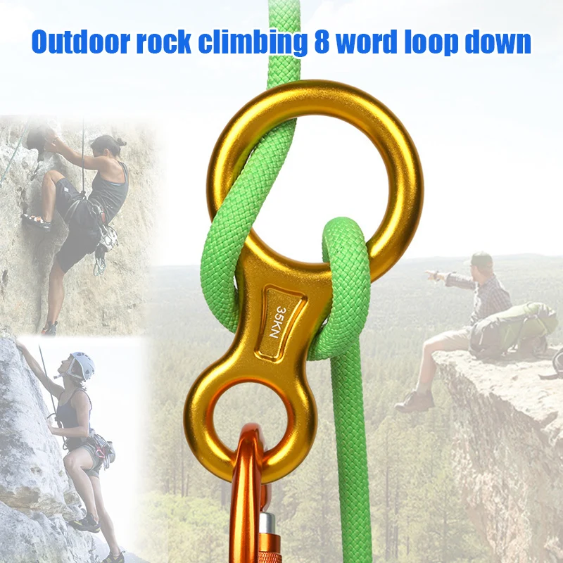 

High Quality Climbing Rope Rescue Descender 8 Word Ring Downhill Equipment Outdoor High Altitude Descending Device NCM99