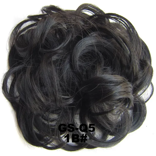 Jeedou Messy Chignon Donut Hair Bun Pad Elastic Hair Rope Rubber Band Synthetic Hairpiece Gary Brown Color 1B
