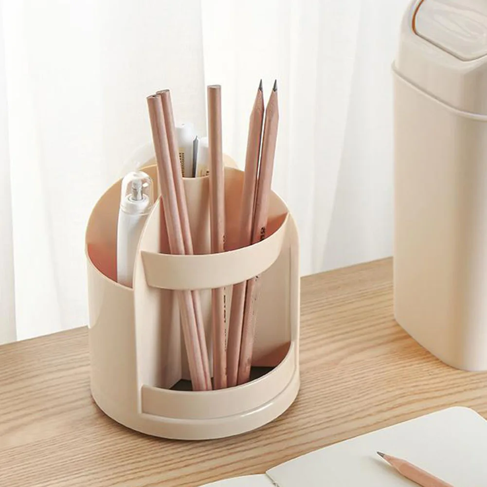 

Home Multi Grid Multifunction Cylinder Shape Portable Pen Holder School Office Pencil Desk Storage Stationery 360 Degree Rotated